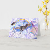 Carte dinosaure arc-en-ciel unicorne dinocorne (Fleur jaune)