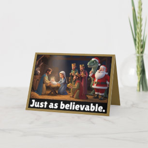 Carte Dinosaure athée et Noël Santa