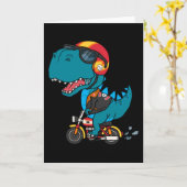 Carte dinosaure cool à moto (Fleur jaune)