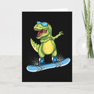Carte Dinosaure cool planche à neige ski dabbing T Rex S