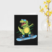 Carte Dinosaure cool Snowboard Dabbing T Rex Sn (Fleur jaune)