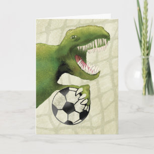 Carte Dinosaure d'anniversaire avec balle de football