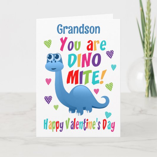 Carte Dinosaure de la fête des petits-fils Valentines (Devant)
