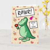 Carte Dinosaure Dinosaur Roar Joyeux 1er anniversaire (Fleur jaune)