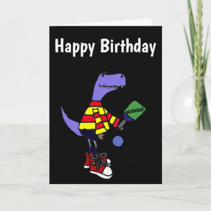 Carte Dinosaure drôle de T-rex jouant Pickleball