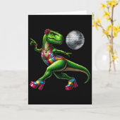 Carte Dinosaure drôle qui danse1  (Fleur jaune)