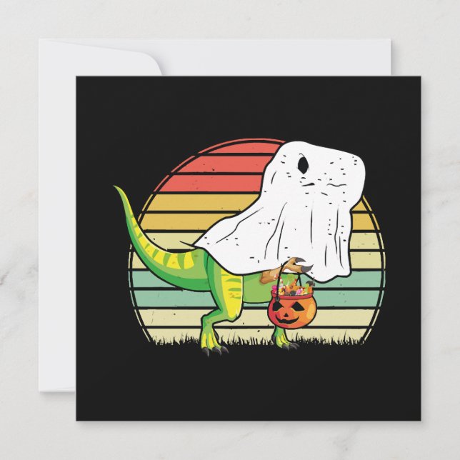 Carte Dinosaure fantôme drôle Halloween (Devant)