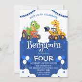 Carte Dinosaure mignon creuser Excavator camion ballon A (Devant)