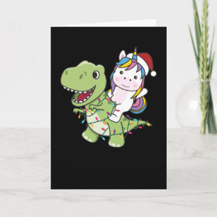 Carte Dinosaure Noël Licorne Hiver T-Rex Dino