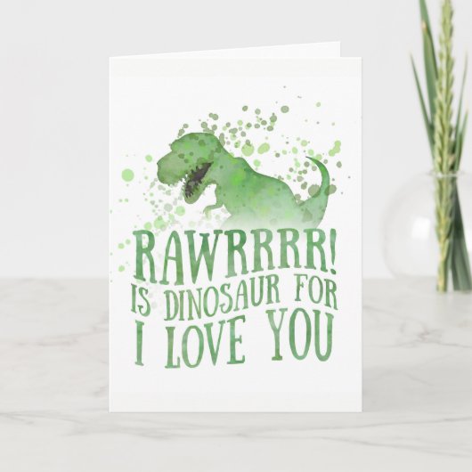 Carte Dinosaure pour "Je t'aime" (Devant)