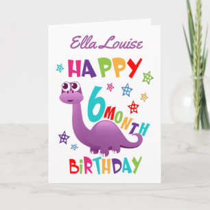 Carte Dinosaure pourpre 6 mois Anniversaire
