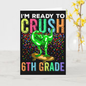 Carte Dinosaure Premier Jour D'école 6e Skateboardi (Fleur jaune)