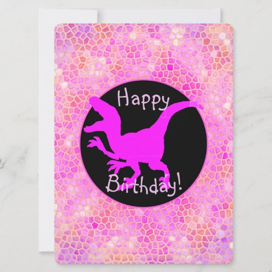 Carte Dinosaure Rose Cachez Un Joyeux Anniversaire ! (Devant)