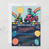 Carte Dinosaure rose camion camion arc-en-ciel garçon d' (Devant)