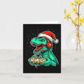 Carte Dinosaure T Rex Jouant Au Jeu Vidéo Chapeau De Pèr (Fleur jaune)