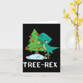 Carte Dinosaures de Noël drôles Arbre de Noël Rex Mignon (Fleur jaune)