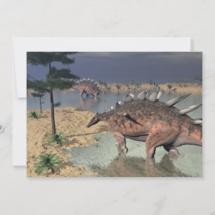 Carte dinosaures Kentrosaurus dans le désert - rendu 3D