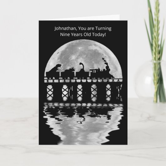 Carte Dinosaures mignons en train Imaginaire 9 ans (Devant)