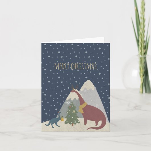 Carte Dinosaures mignons personnalisables Noël (Devant)