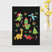 Carte Dinosaures mignons T-Rex Noël Famille assortie (Fleur jaune)
