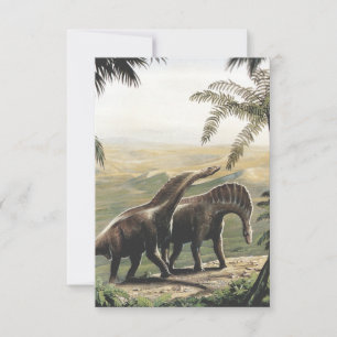 Carte Dinosaures vintages, Amargasaurus aux palmiers