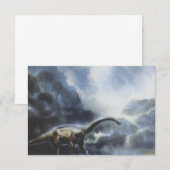 Carte Dinosaures vintages, Barapasaurus avec nuages de t (Devant / Derrière)