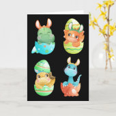 Carte Dinosaurs Hatch Out Of Easter Eggs  (Fleur jaune)