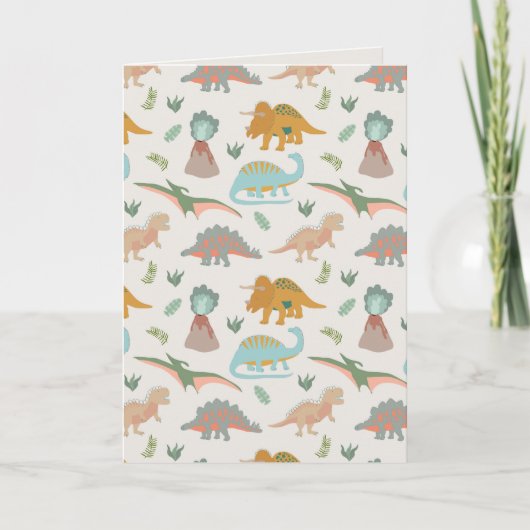 Carte Dinosaurs Kids Hand Drawn Boho Dinosaur Pattern (Devant)