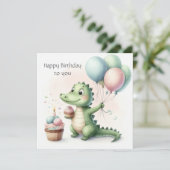 Carte dinozaur birthday Personalize Custom (Debout devant)