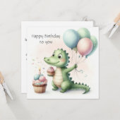 Carte dinozaur birthday Personalize Custom (Devant/Arrière en situation)