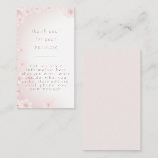 Carte d'insertion arrière - plan en fleur de ceris (Devant / Derrière)