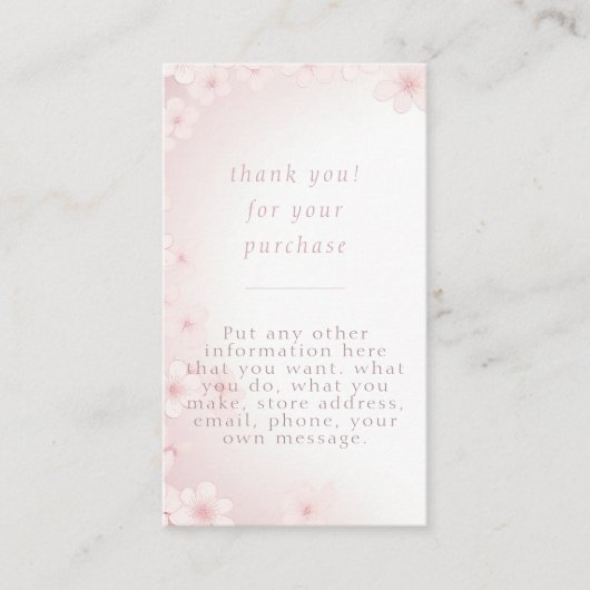 Carte d'insertion arrière - plan en fleur de ceris (Devant)