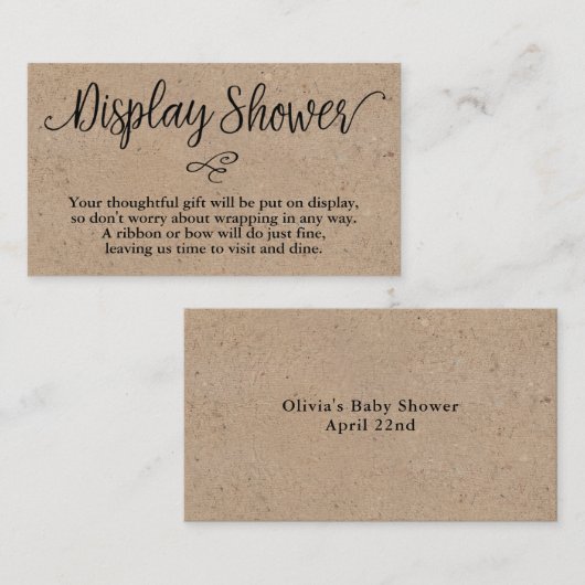 Carte d'insertion d'affichage de script rustique K (Devant / Derrière)