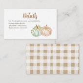 Carte d'insertion de Baby shower de Citrouille Min (Devant / Derrière)