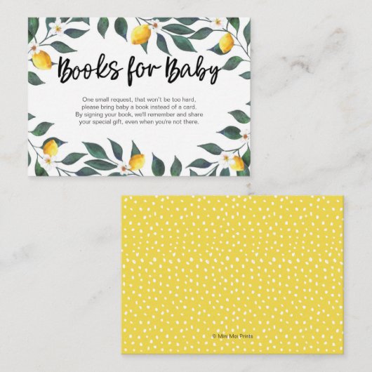 Carte d'insertion de Baby shower feuille citron (Devant / Derrière)