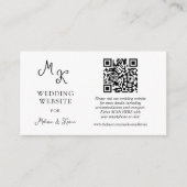 Carte d'insertion de code QR du site web mariage (Devant)