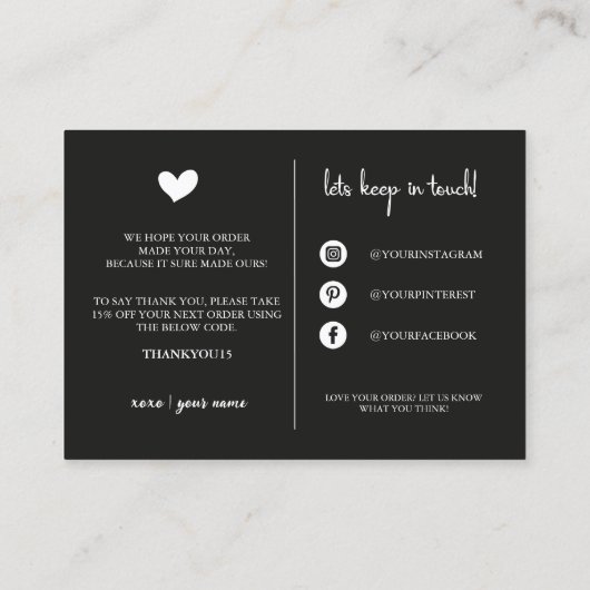 Carte d'insertion de commande moderne pour petites (Dos)