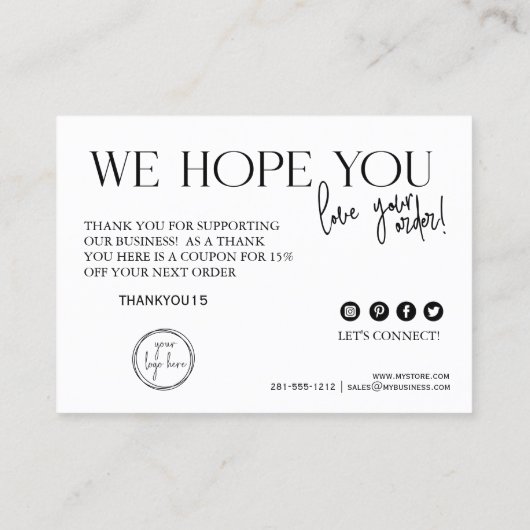 Carte d'insertion de commande pour petites entrepr (Dos)