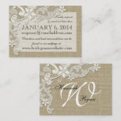 Carte d'insertion de dentelle de style vintage (Devant / Derrière)