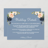 Carte d'insertion de détails de mariage Dusty Blue (Devant / Derrière)