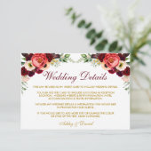 Carte d'insertion de détails de mariage floral boh (Debout devant)