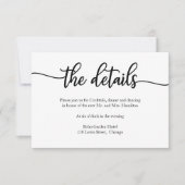 Carte d'insertion de détails de mariage minimalist (Devant)