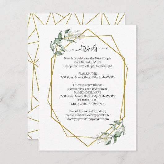 Carte d'insertion de détails géométriques verts Go (Devant / Derrière)