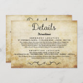 Carte d'insertion de détails mariage | Antique vin (Devant / Derrière)