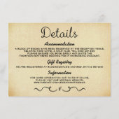 Carte d'insertion de détails mariage | Antique vin (Dos)