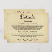 Carte d'insertion de détails mariage | Antique vin (Devant / Derrière)