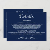 Carte d'insertion de détails mariage | Bleu de mar (Devant / Derrière)