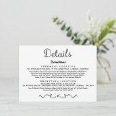 Carte d'insertion de détails mariage | Noir et bla (Debout devant)