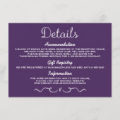 Carte d'insertion de détails mariage | Purple mode (Dos)