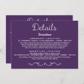 Carte d'insertion de détails mariage | Purple mode (Devant / Derrière)